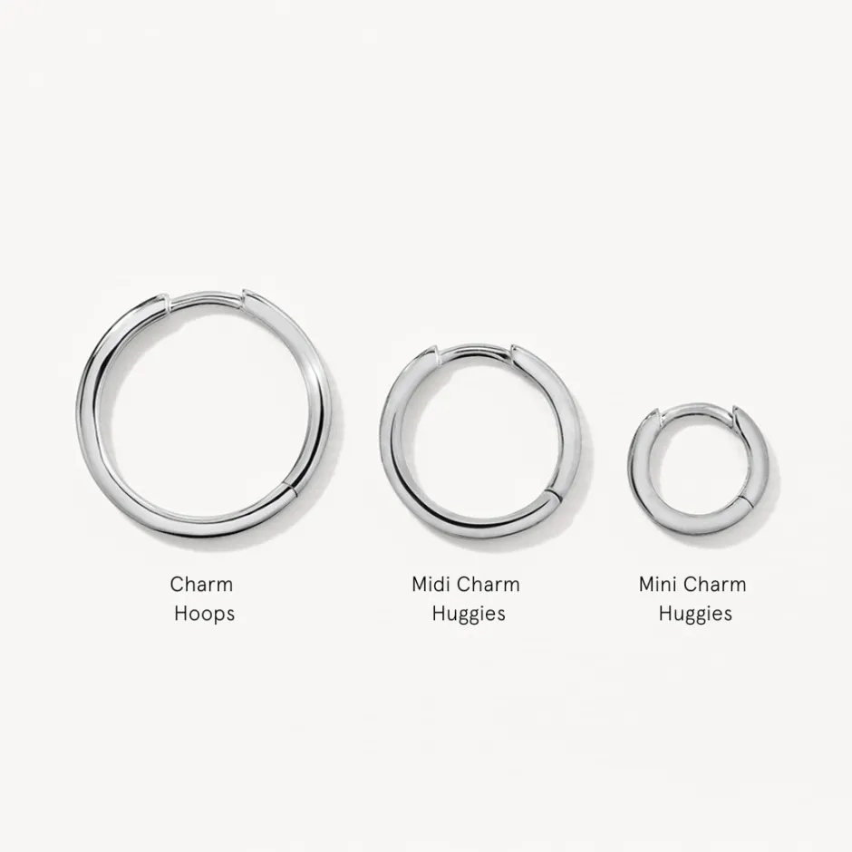 Hot Charm Hoop Earrings in Silver Gifts For Her | 925 Sterling Silver