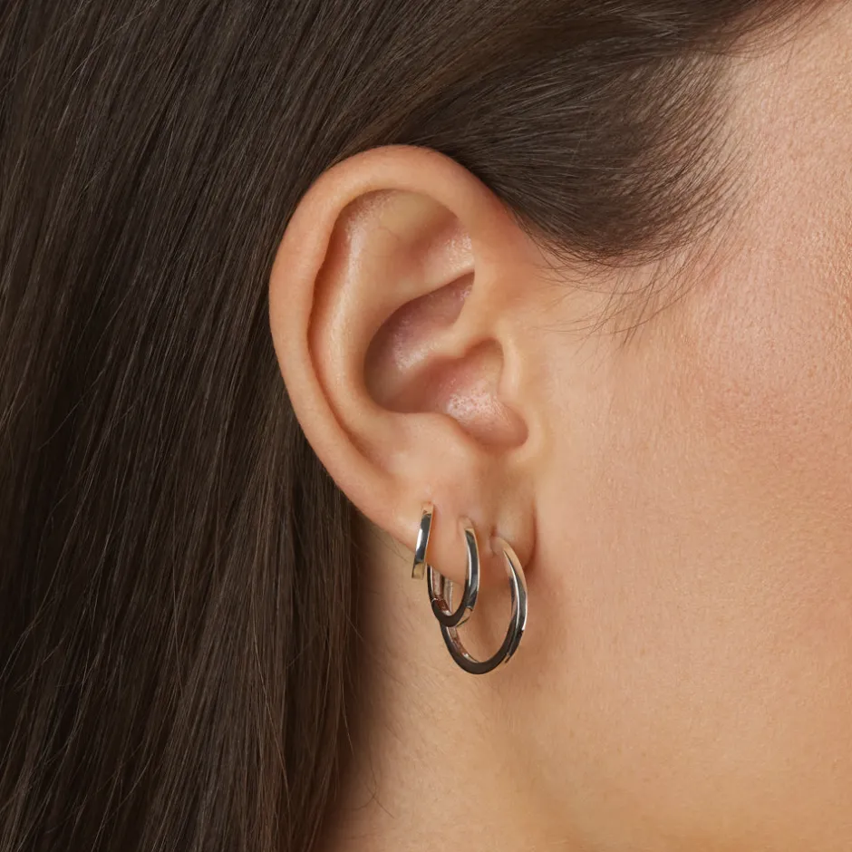 Hot Charm Hoop Earrings in Silver Gifts For Her | 925 Sterling Silver