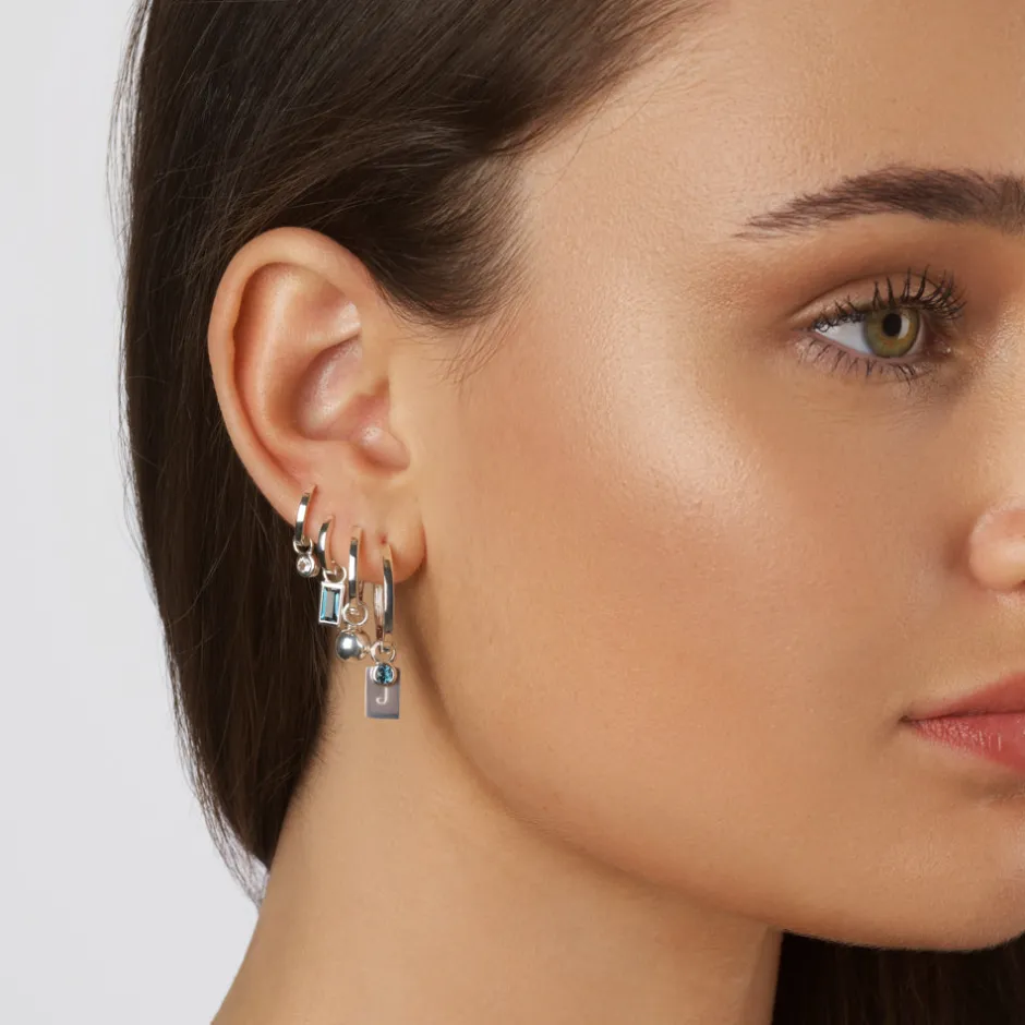 Hot Charm Hoop Earrings in Silver Gifts For Her | 925 Sterling Silver