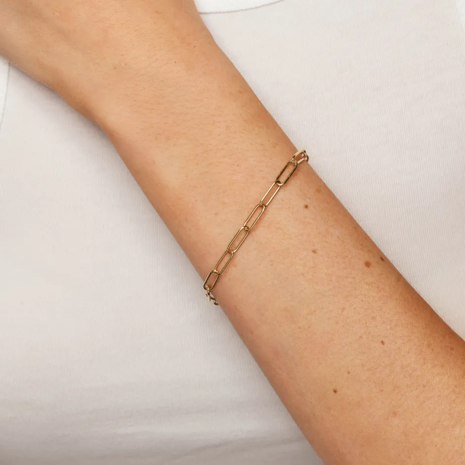 Discount Charm Paperclip Chain Bracelet in Gold 18k Fine Gold Plated | Bracelets & Bangles