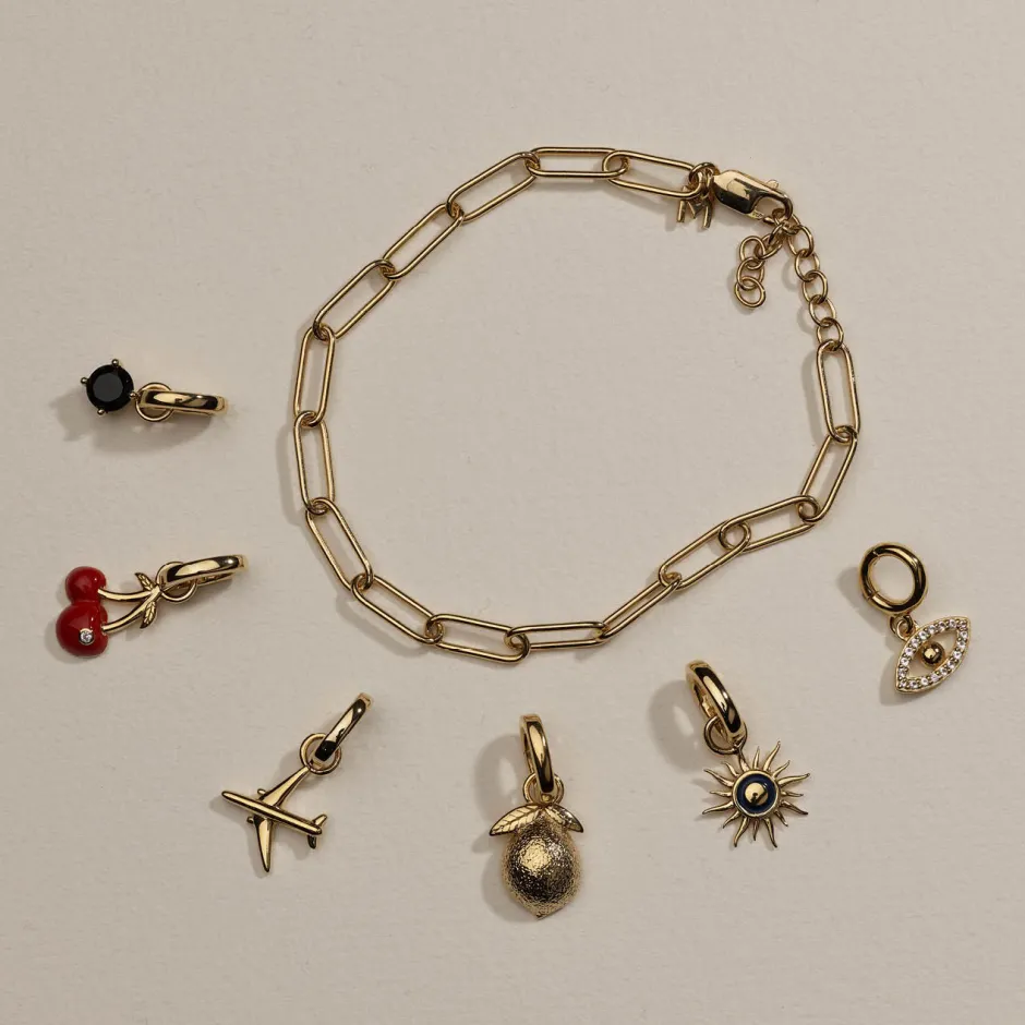 Discount Charm Paperclip Chain Bracelet in Gold 18k Fine Gold Plated | Bracelets & Bangles
