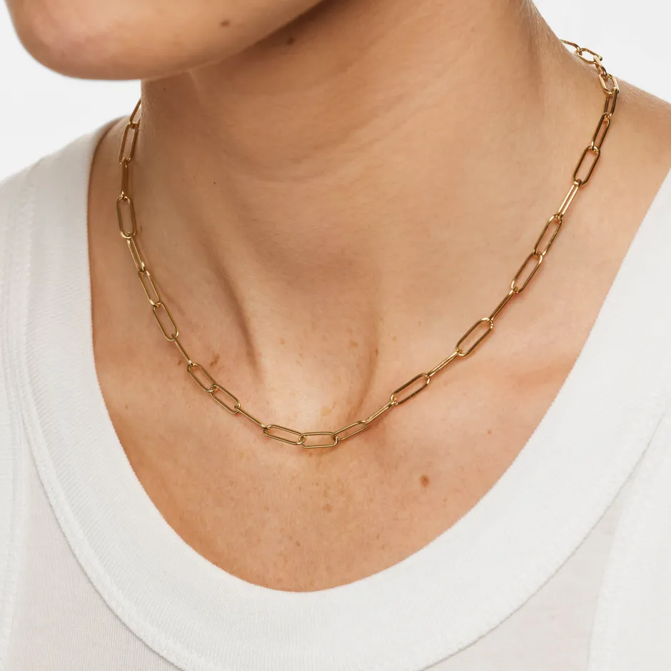 Sale Charm Paperclip Chain Necklace in Gold 18k Fine Gold Plated | Necklaces & Pendants