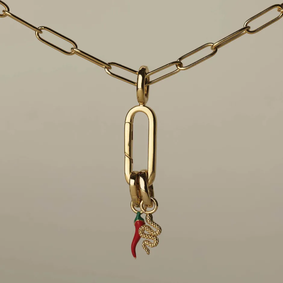 Sale Charm Paperclip Chain Necklace in Gold 18k Fine Gold Plated | Necklaces & Pendants