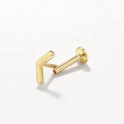 Fashion Chevron Helix Single Stud Earring in 10k Gold Symbolic Jewellery | Earrings