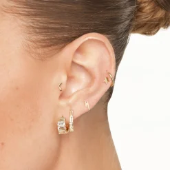 Fashion Chevron Helix Single Stud Earring in 10k Gold Symbolic Jewellery | Earrings