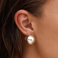 New Chunky Ball Huggie Earrings in Silver Bridal Gifts | 925 Sterling Silver
