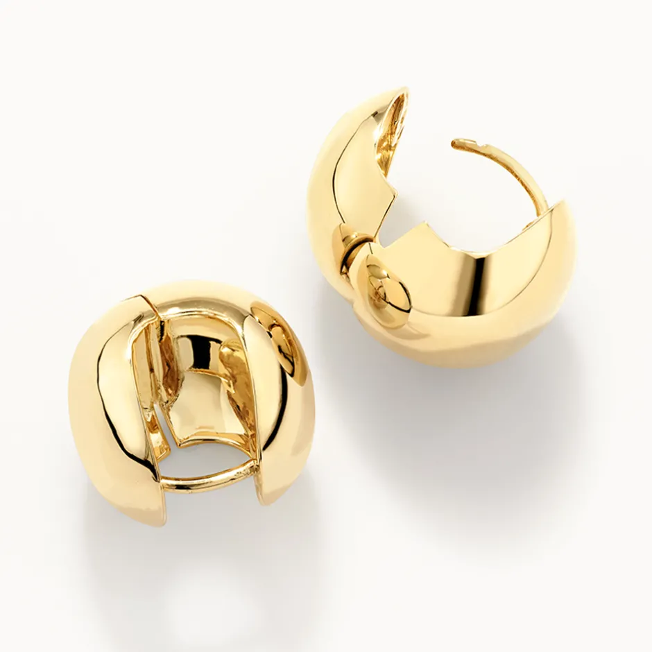 Hot Chunky Ball Huggie Earrings in Gold Bridal Gifts | 18k Fine Gold Plated
