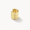 Online Chunky Ribbed Ear Cuff in Gold 18k Fine Gold Plated | Earrings