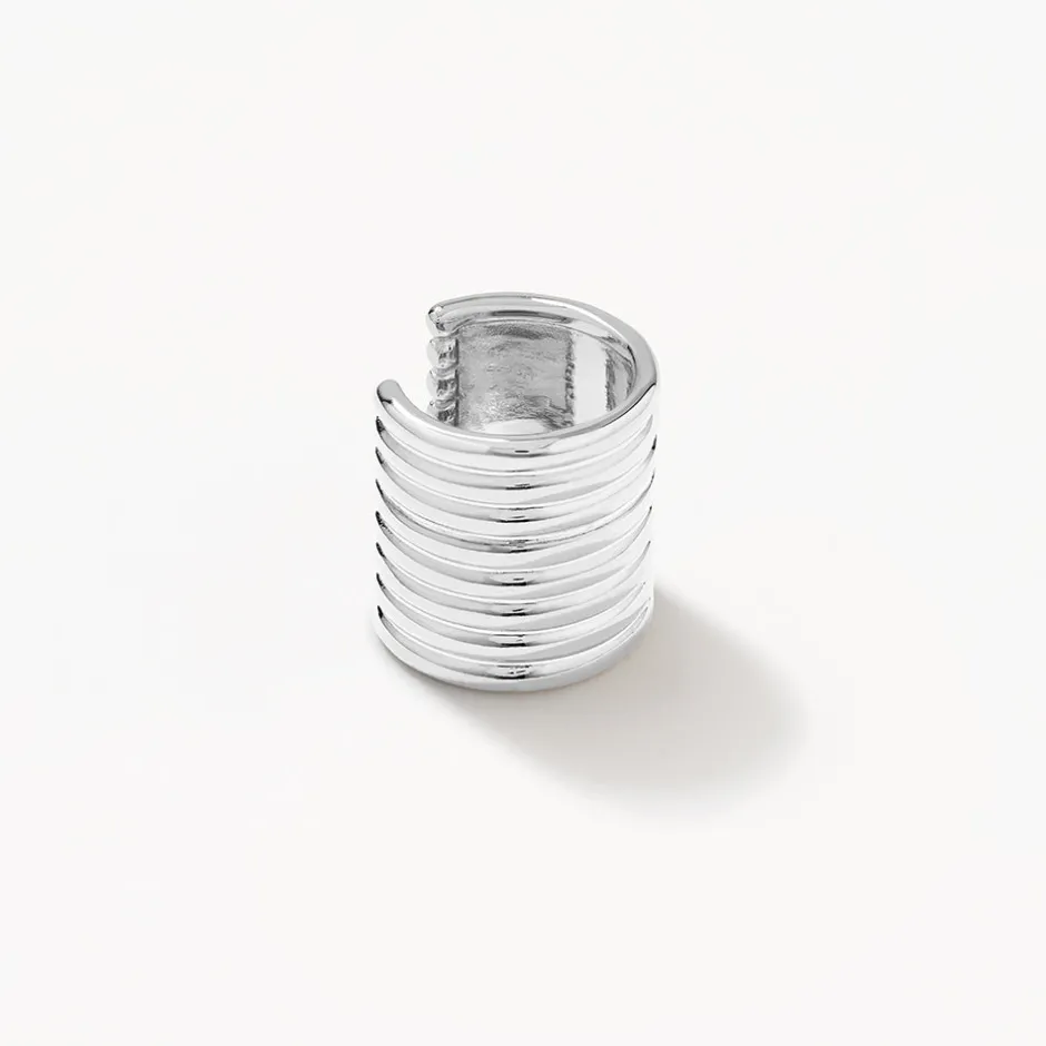 Fashion Chunky Ribbed Ear Cuff in Silver 925 Sterling Silver | Earrings