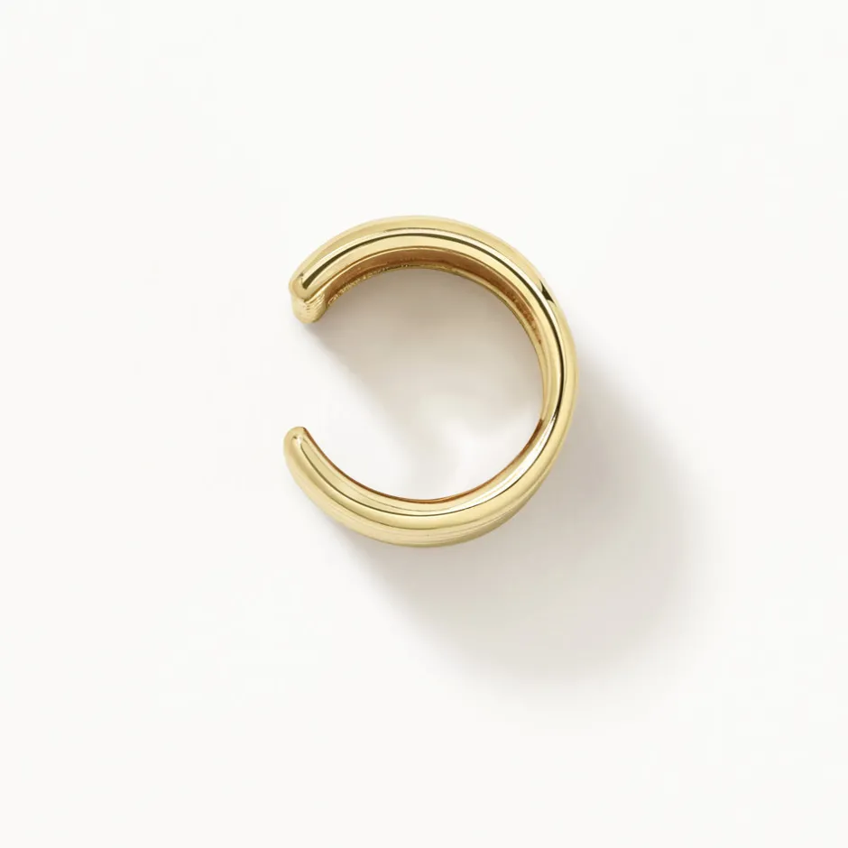 Online Chunky Ribbed Ear Cuff in Gold 18k Fine Gold Plated | Earrings