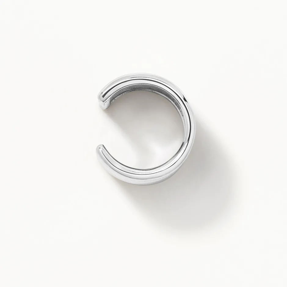 Fashion Chunky Ribbed Ear Cuff in Silver 925 Sterling Silver | Earrings