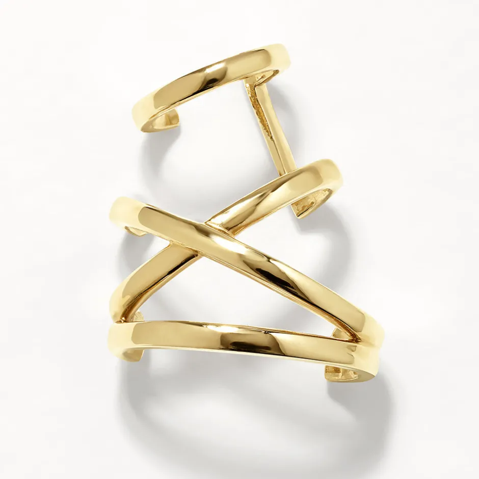 Online Criss Cross Single Ear Cuff in Gold 18k Fine Gold Plated | Earrings