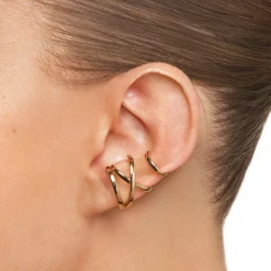 Online Criss Cross Single Ear Cuff in Gold 18k Fine Gold Plated | Earrings