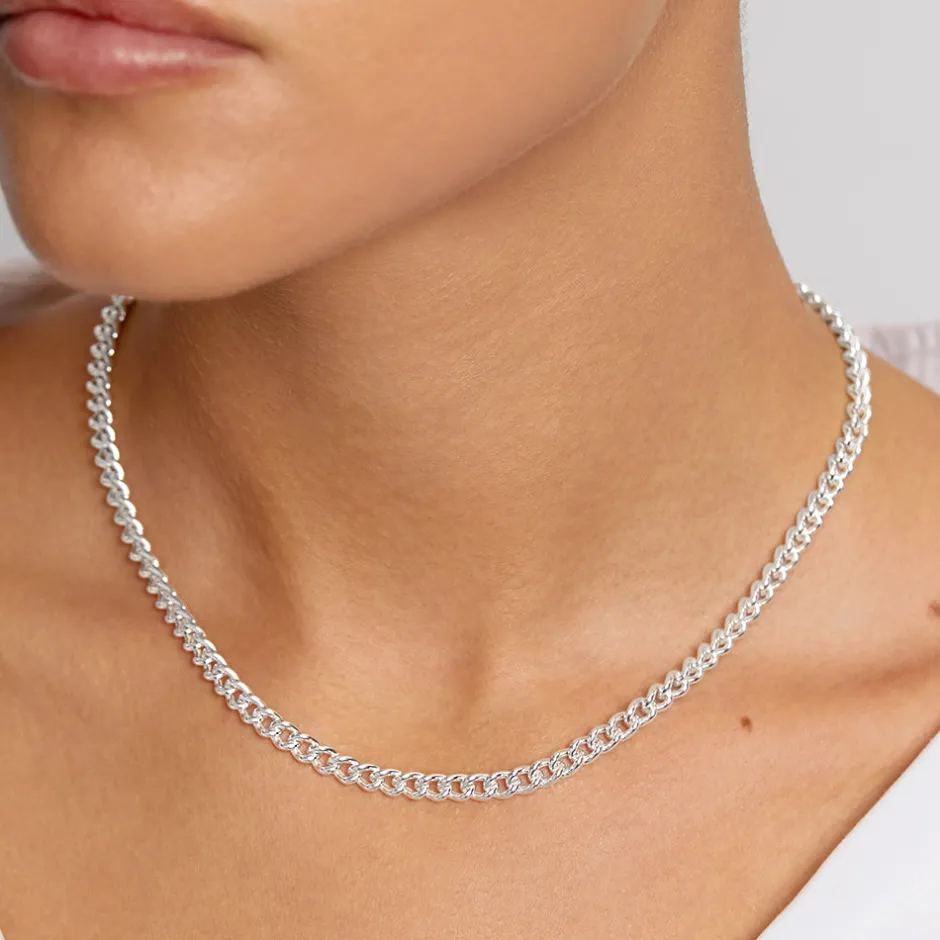 New Curb Chain Necklace in Silver Gifts For Him | 925 Sterling Silver