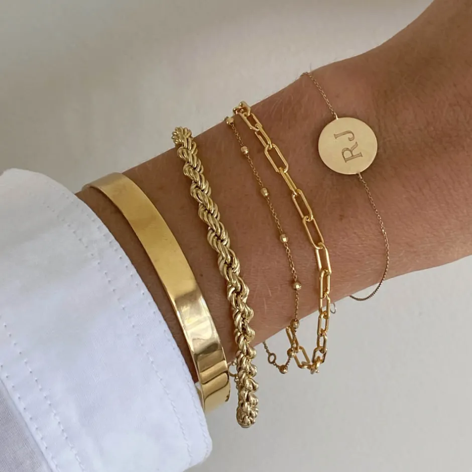 Fashion Curve Bangle in Gold 18k Fine Gold Plated | Bracelets & Bangles