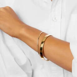 Fashion Curve Bangle in Gold 18k Fine Gold Plated | Bracelets & Bangles