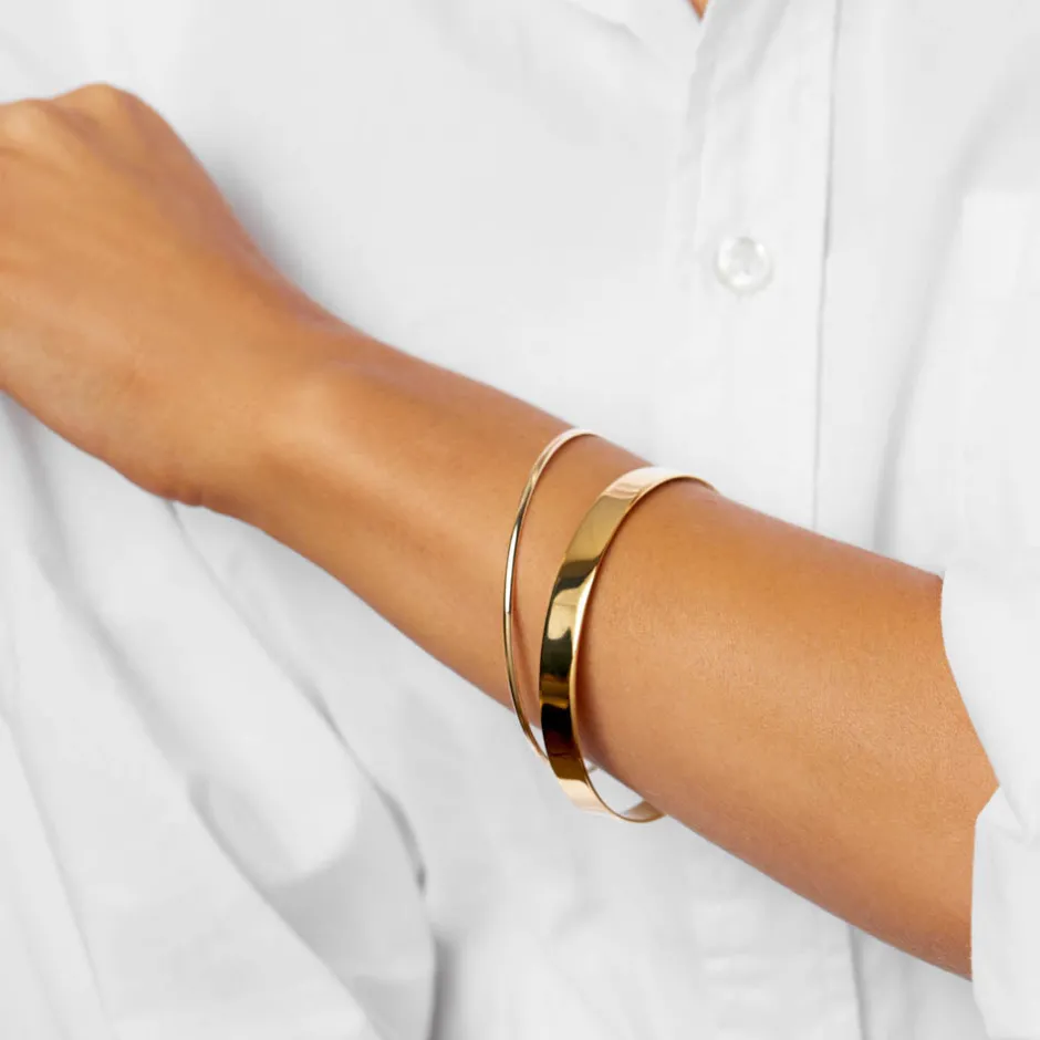 Fashion Curve Bangle in Gold 18k Fine Gold Plated | Bracelets & Bangles