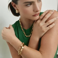 Fashion Curve Bangle in Gold 18k Fine Gold Plated | Bracelets & Bangles