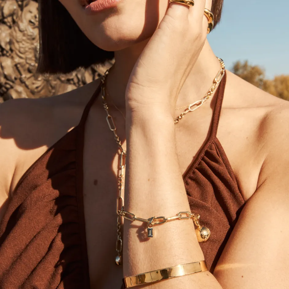 Fashion Curve Bangle in Gold 18k Fine Gold Plated | Bracelets & Bangles