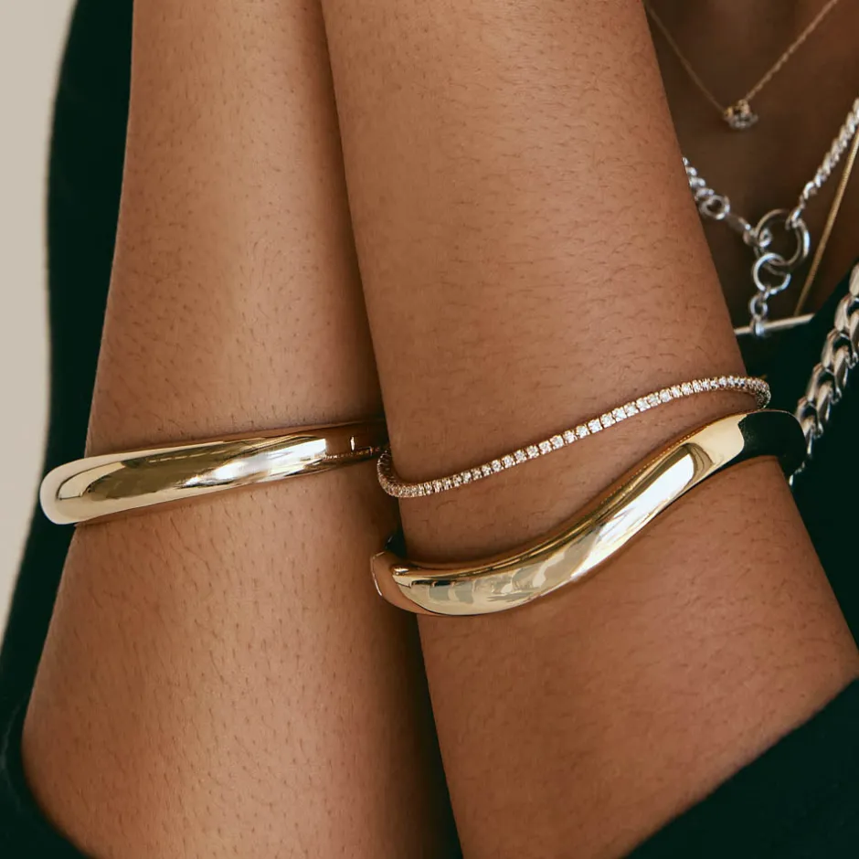 Sale Curve Dome Bangle in Gold 18k Fine Gold Plated | Bracelets & Bangles