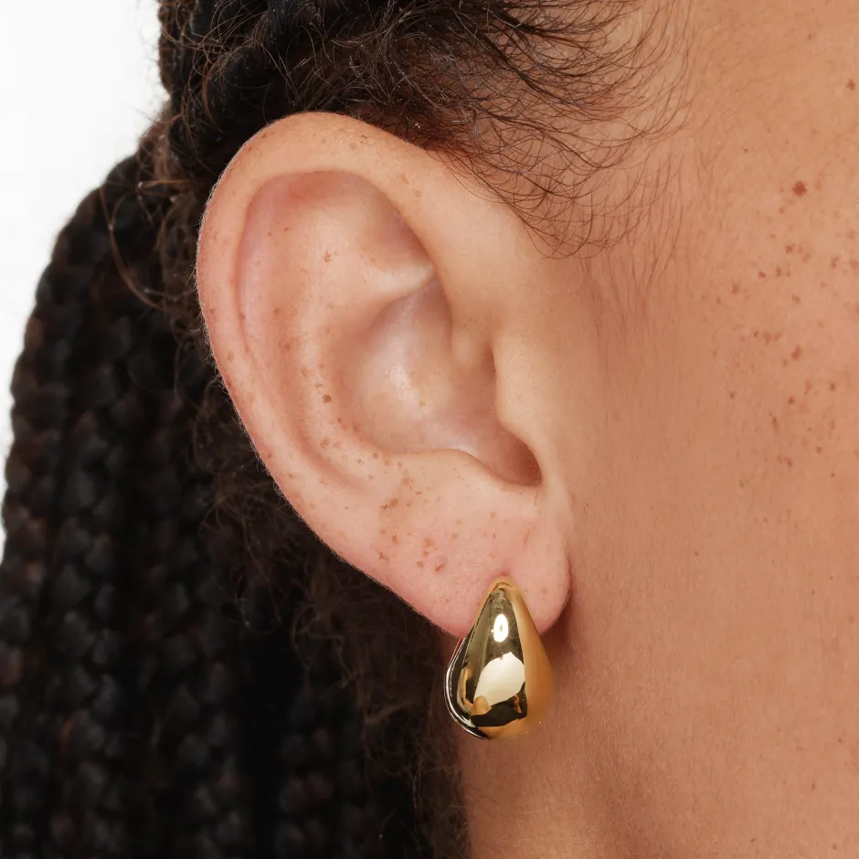 New Curve Dome Huggies in Gold 18k Fine Gold Plated | Earrings