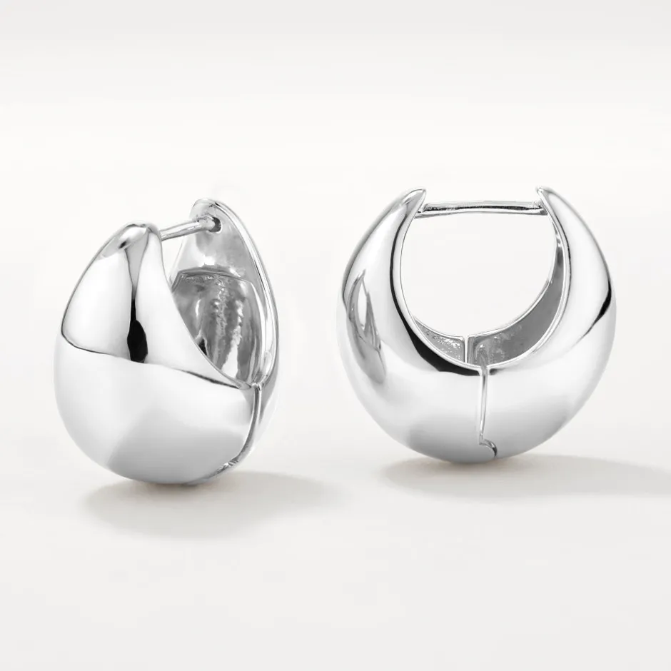 Hot Curve Dome Huggies in Silver 925 Sterling Silver | Earrings