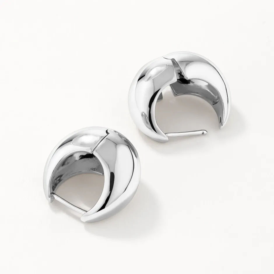 Hot Curve Dome Huggies in Silver 925 Sterling Silver | Earrings