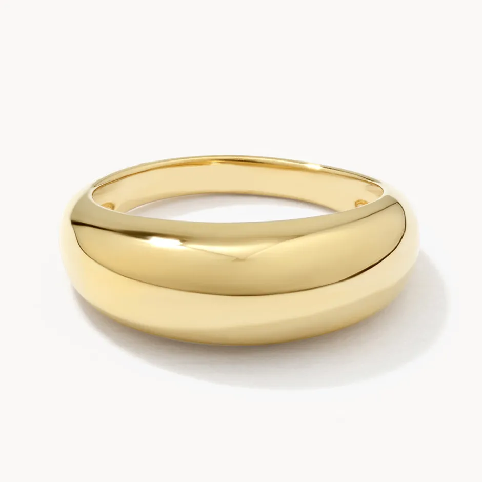 Best Curve Dome Pinky Ring in Gold Best Friend Gifts | 18k Fine Gold Plated