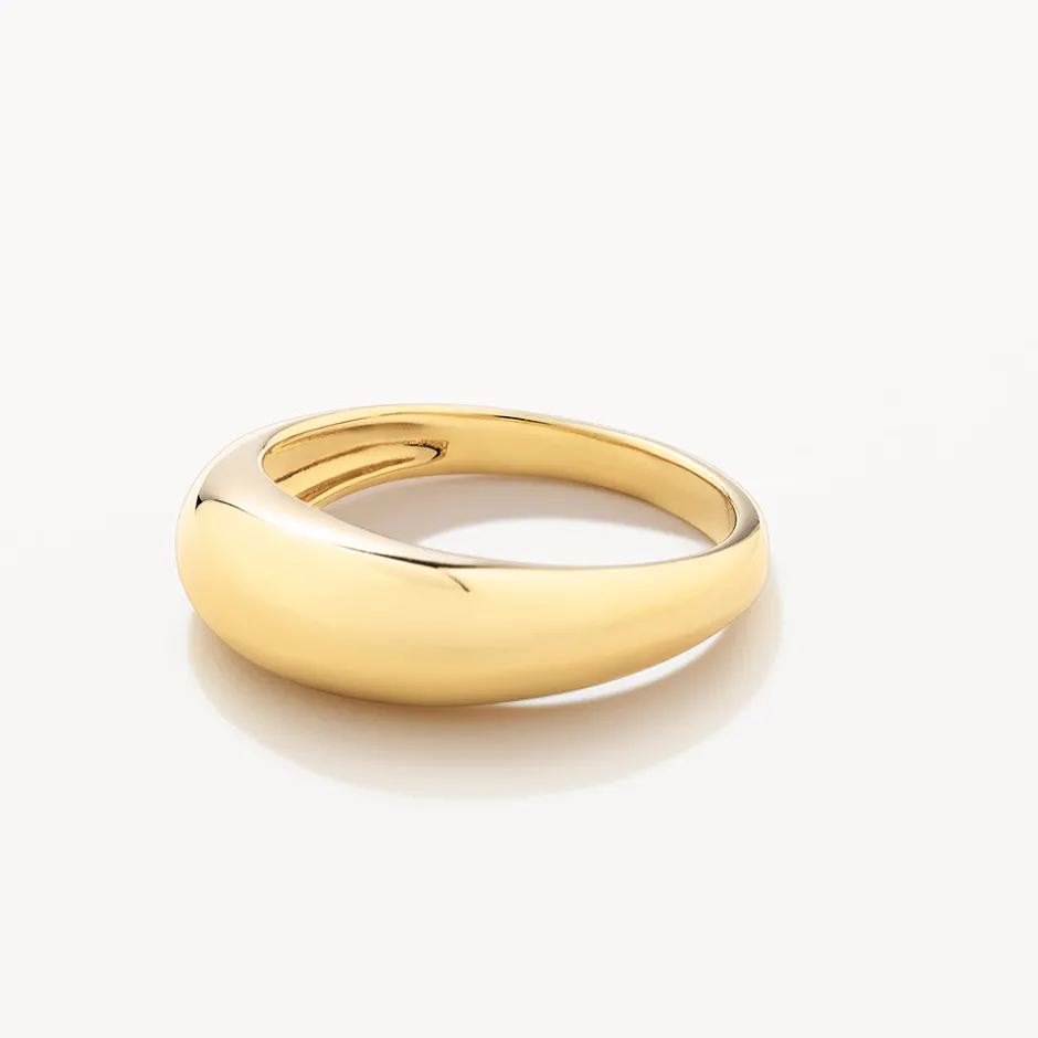 Best Curve Dome Pinky Ring in Gold Best Friend Gifts | 18k Fine Gold Plated