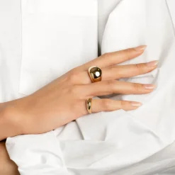 Best Curve Dome Pinky Ring in Gold Best Friend Gifts | 18k Fine Gold Plated