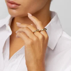 Best Curve Dome Pinky Ring in Gold Best Friend Gifts | 18k Fine Gold Plated