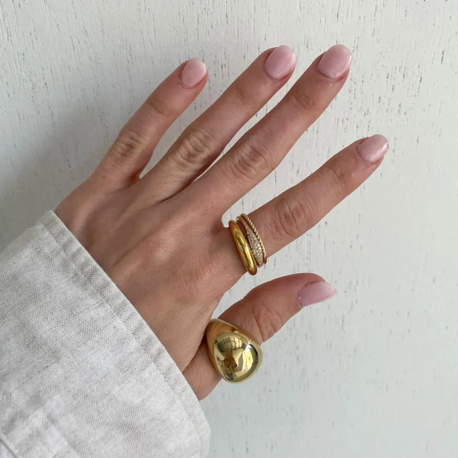 Best Curve Dome Pinky Ring in Gold Best Friend Gifts | 18k Fine Gold Plated