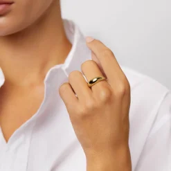 Best Curve Dome Pinky Ring in Gold Best Friend Gifts | 18k Fine Gold Plated