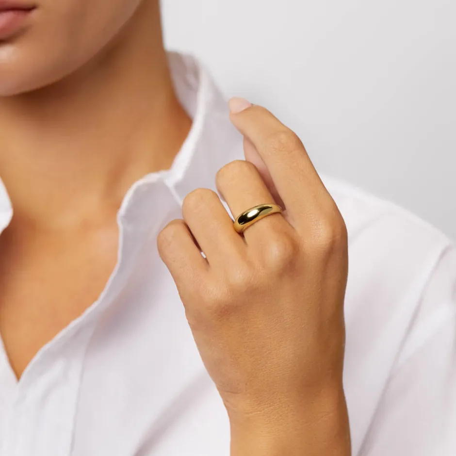 Best Curve Dome Pinky Ring in Gold Best Friend Gifts | 18k Fine Gold Plated