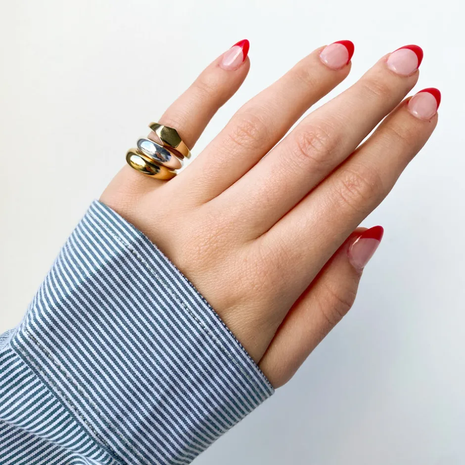 Best Curve Dome Pinky Ring in Gold Best Friend Gifts | 18k Fine Gold Plated