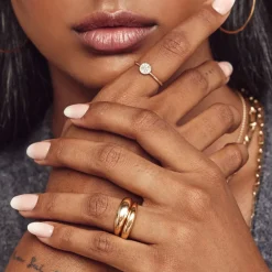 Best Curve Dome Pinky Ring in Gold Best Friend Gifts | 18k Fine Gold Plated