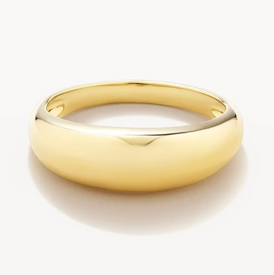 Best Curve Dome Pinky Ring in Gold Best Friend Gifts | 18k Fine Gold Plated