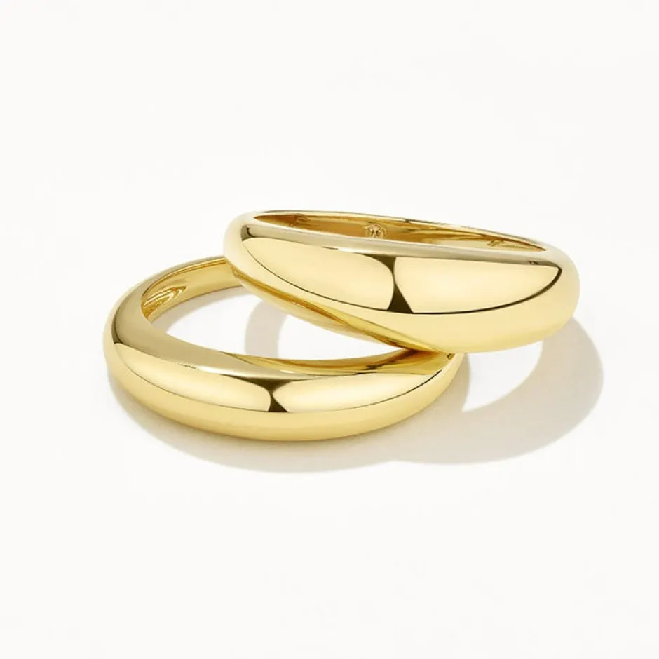 Outlet Curve Dome Ring Set in Gold Best Friend Gifts | 18k Fine Gold Plated