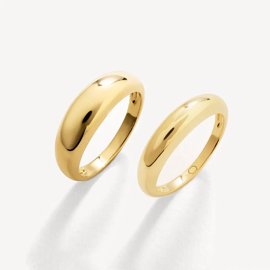 Outlet Curve Dome Ring Set in Gold Best Friend Gifts | 18k Fine Gold Plated