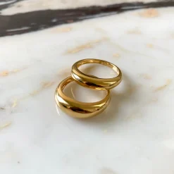 Outlet Curve Dome Ring Set in Gold Best Friend Gifts | 18k Fine Gold Plated