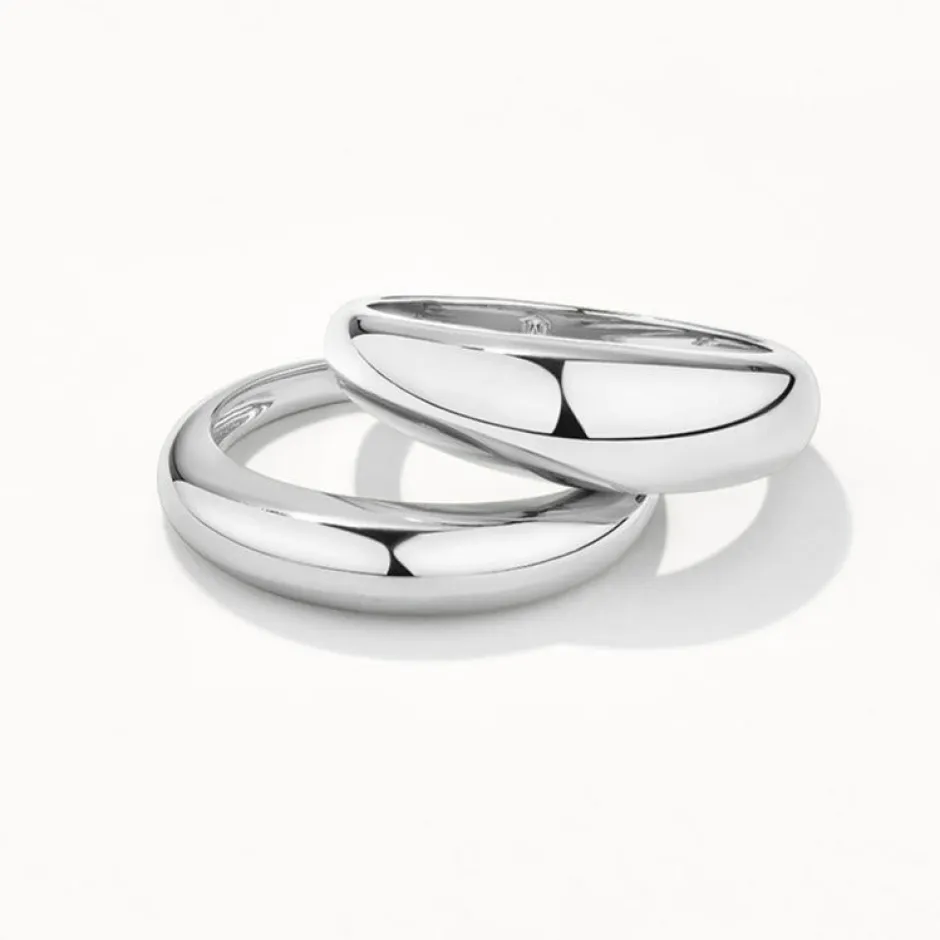 Clearance Curve Dome Ring Set in Silver Best Friend Gifts | 925 Sterling Silver