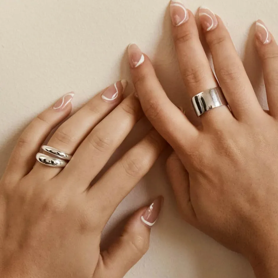 Clearance Curve Dome Ring Set in Silver Best Friend Gifts | 925 Sterling Silver
