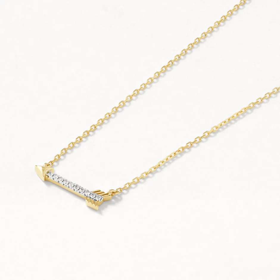 Discount Diamond Arrow Necklace in 10k Gold Symbolic Jewellery | Natural Diamonds
