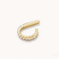 Online Diamond Bar Single Ear Cuff in 10k Gold Gifts For Her | Natural Diamonds