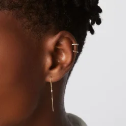 Online Diamond Bar Single Ear Cuff in 10k Gold Gifts For Her | Natural Diamonds