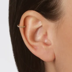 Online Diamond Bar Single Ear Cuff in 10k Gold Gifts For Her | Natural Diamonds