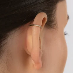 Online Diamond Bar Single Ear Cuff in 10k Gold Gifts For Her | Natural Diamonds