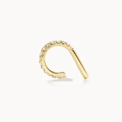 Online Diamond Bar Single Ear Cuff in 10k Gold Gifts For Her | Natural Diamonds