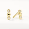 Hot Diamond Bezel Trio Stud Earrings in Gold 18k Fine Gold Plated | Earrings