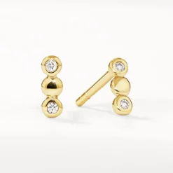 Hot Diamond Bezel Trio Stud Earrings in Gold 18k Fine Gold Plated | Earrings